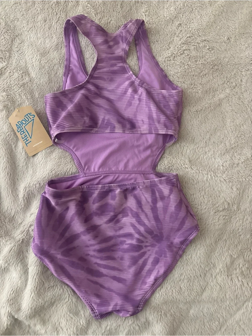 Girls' Lavender Tie-Dye Racerback One-Piece Swimsuit